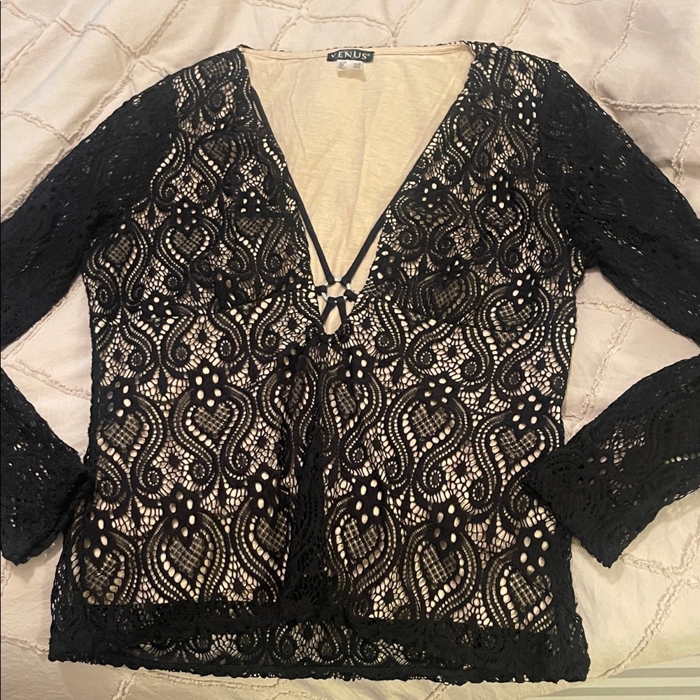 VENUS Black Lace Blouse
